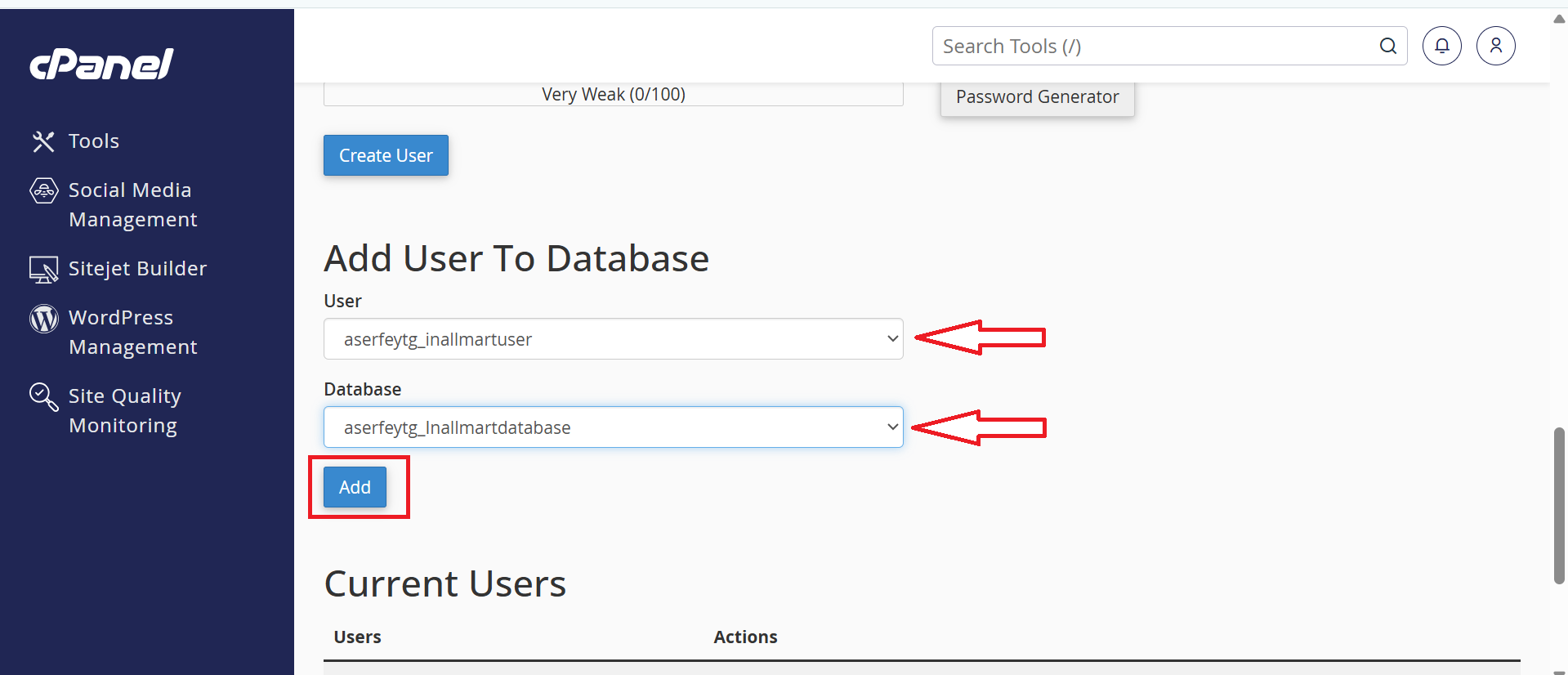 Add user to the database