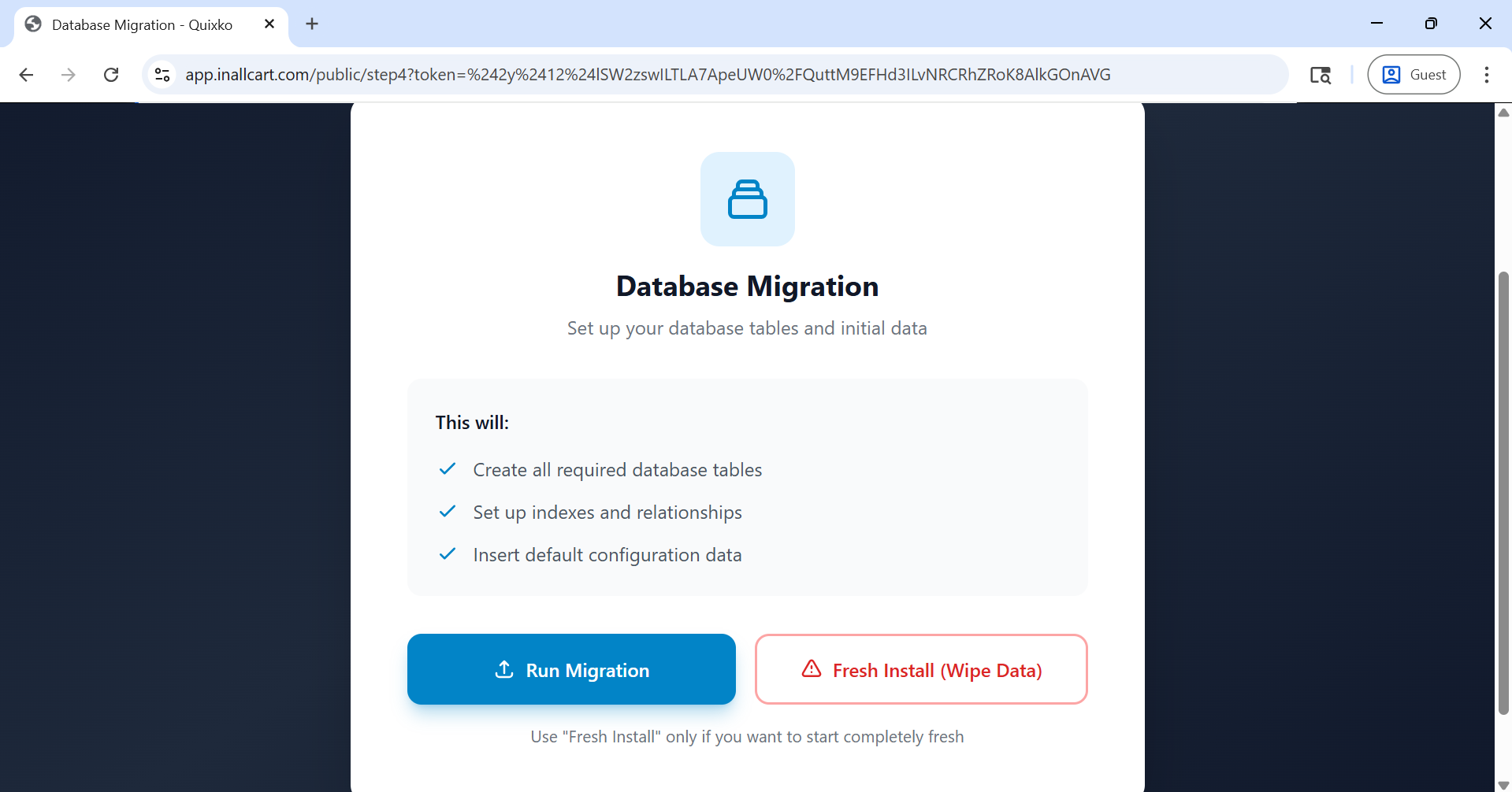 Running database migration